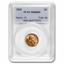 1933 Lincoln Cent MS-66 PCGS (Red)