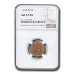1933 Lincoln Cent MS-67 NGC (Red/Brown)