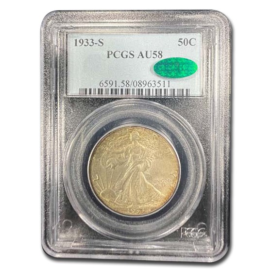1933-S Walking Liberty Half Dollar AU-58 PCGS CAC 1933-S Walking Liberty Half Dollar AU-58 PCGS CAC