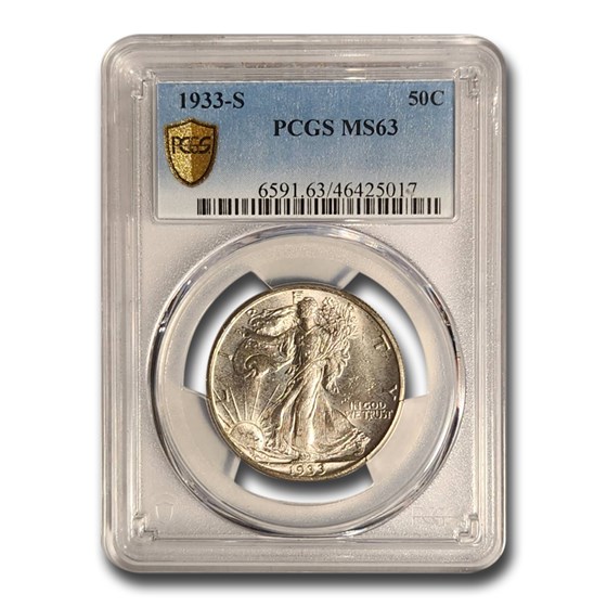 1933-S Walking Liberty Half Dollar MS-63 PCGS 1933-S Walking Liberty Half Dollar MS-63 PCGS