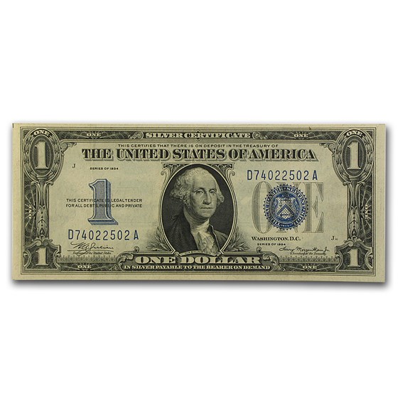 1934 $1.00 Silver Certificate AU (Fr#1606) 1934 $1.00 Silver Certificate AU (Fr#1606)
