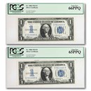 1934 $1.00 Silver Certificate CU-65/66 PPQ PCGS (Fr#1606) 2 Cons