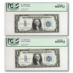 1934 $1.00 Silver Certificate CU-65/66 PPQ PCGS (Fr#1606) 2 Cons