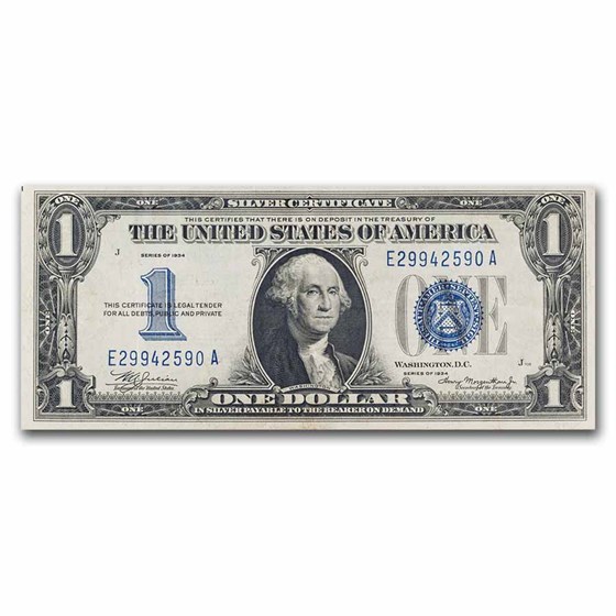 1934 $1.00 Silver Certificate VF (Fr#1606) Details