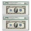 1934 $10 Silver Certificate CU-63/64 EPQ PMG (Fr#1701/m) 2 Cons.