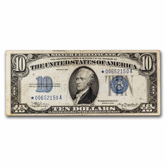 1934* $10 Silver Certificate VF (Fr#1701*) Star Note! Details 1934* $10 Silver Certificate VF (Fr#1701*) Star Note! Details