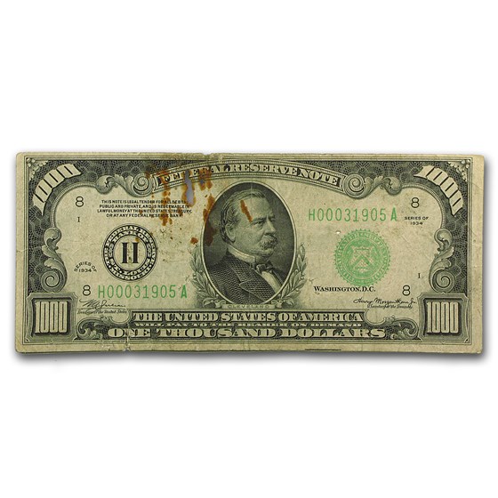 1934/1934-A $1,000 FRN Cull 1934/1934-A $1,000 FRN Cull