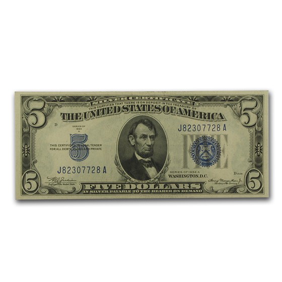 1934/1934-A $5.00 Silver Certificate AU 1934/1934-A $5.00 Silver Certificate AU
