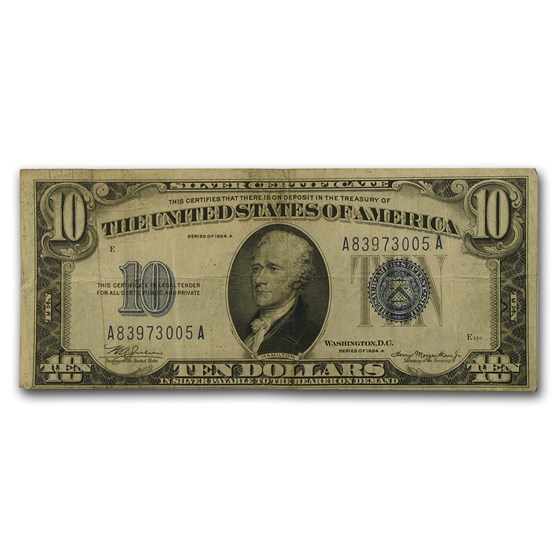 1934/1934-D $10 Silver Certificate Fine (Random District) 1934/1934-D $10 Silver Certificate Fine (Random District)