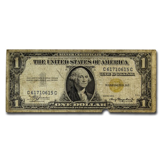 1934-1935 $1 Silver Certificate Yellow Seal North Africa Cull 1934-1935 $1 Silver Certificate Yellow Seal North Africa Cull