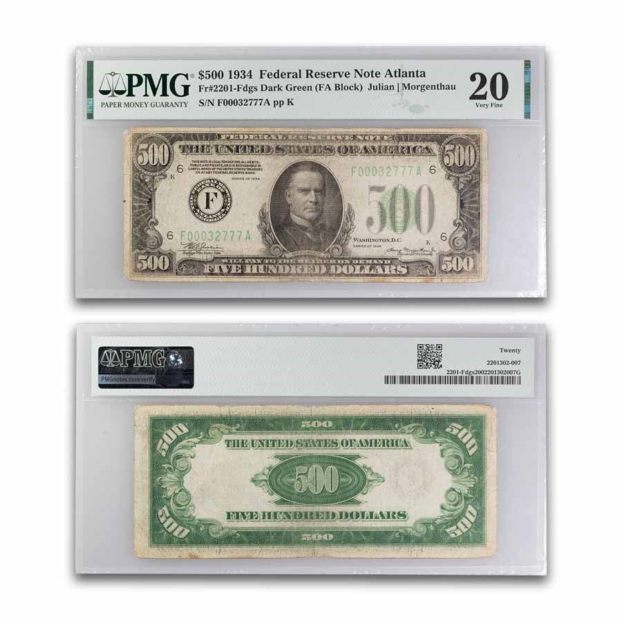 1934/34-A $500 FRN VF PMG/PCGS (Districts of Our Choice)