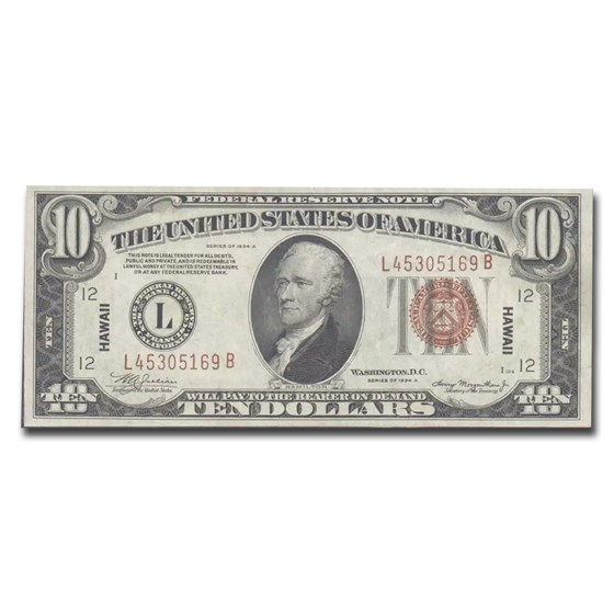 1934-A $10.00 Brown Seal Hawaii Gem CU-65 EPQ PMG (Fr#2303) 1934-A $10.00 Brown Seal Hawaii Gem CU-65 EPQ PMG (Fr#2303)