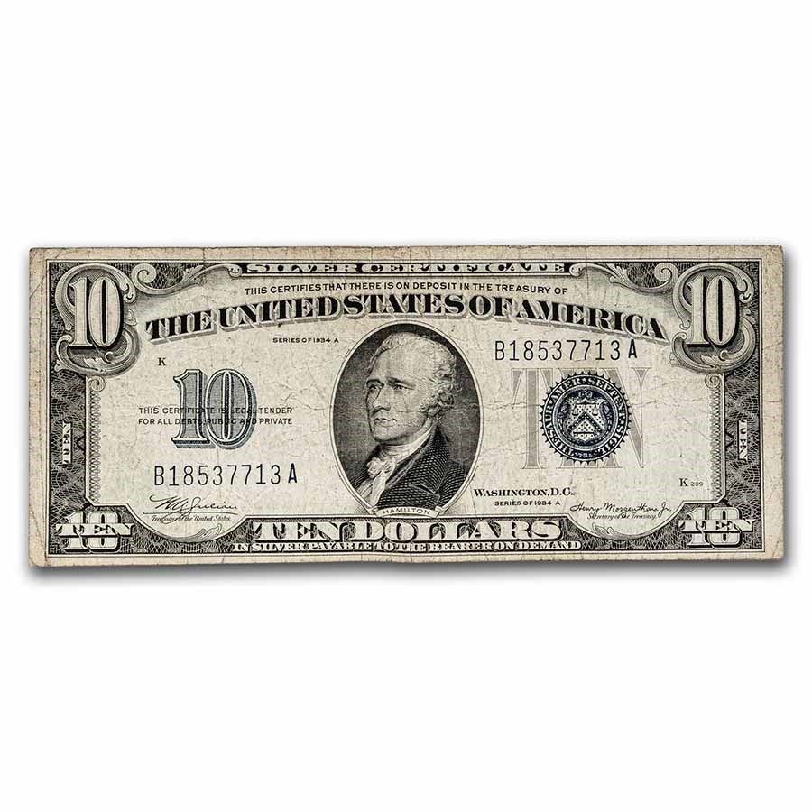 1934-A $10 Silver Certificate Fine (Fr#1702)