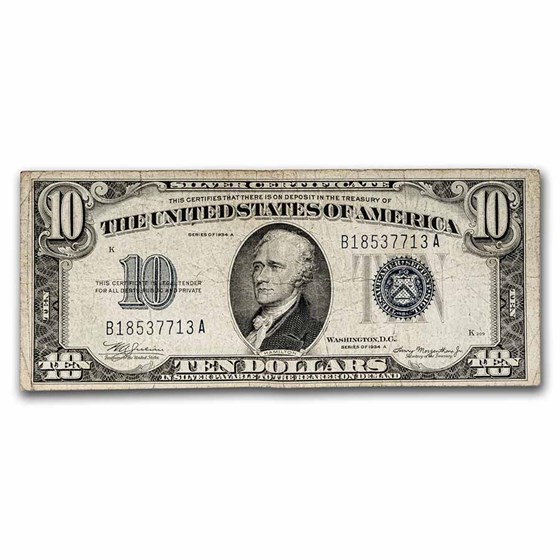1934-A $10 Silver Certificate Fine (Fr#1702) 1934-A $10 Silver Certificate Fine (Fr#1702)
