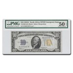 1934-A $10 Yellow Seal North Africa AU-50 EPQ PMG (Fr#2309)