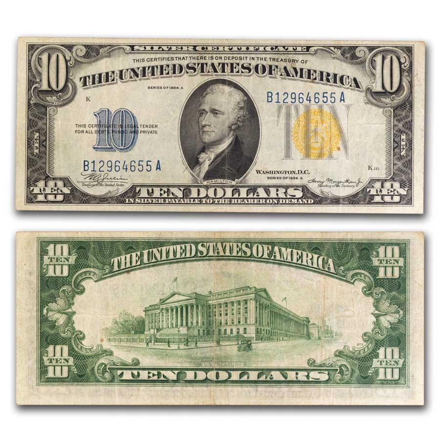 Buy 1934 A $10 Silver Yellow Seal N Africa APMEX - Main Image