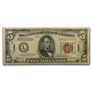 1934-A $5.00 Brown Seal Hawaii VF (Fr#2302)