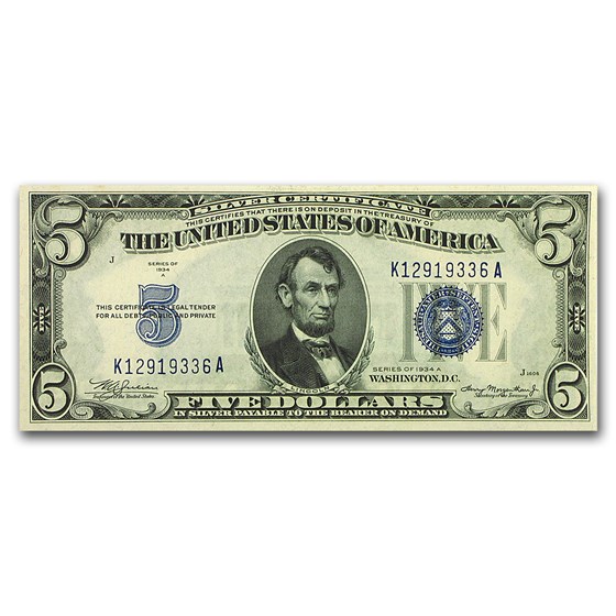 1934-A $5.00 Silver Certificate CU (Fr#1651) 1934-A $5.00 Silver Certificate CU (Fr#1651)