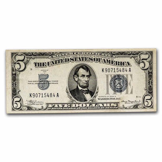 1934-A $5.00 Silver Certificate VF (Fr#1651) 1934-A $5.00 Silver Certificate VF (Fr#1651)