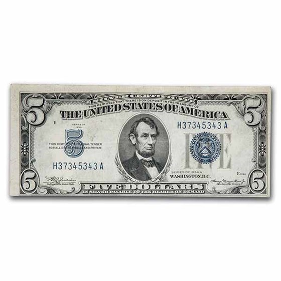 1934-A $5.00 Silver Certificate XF (Fr#1651) 1934-A $5.00 Silver Certificate XF (Fr#1651)