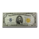 1934-A $5.00 Yellow Seal North Africa CCU (Fr#2307)