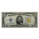 1934-A $5.00 Yellow Seal North Africa VF+ (Fr#2307)