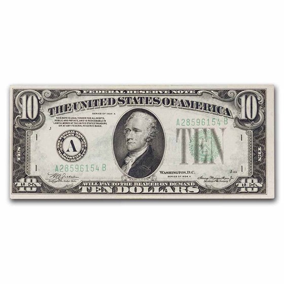 1934-A (A-Boston) $10 FRN XF (Fr#2006-A)
