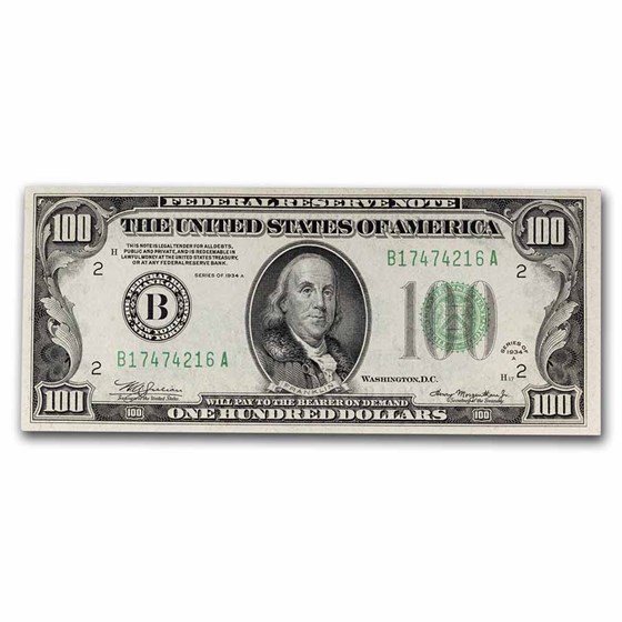 1934-A (B-New York) $100 FRN AU (Fr#2153-B) 1934-A (B-New York) $100 FRN AU (Fr#2153-B)