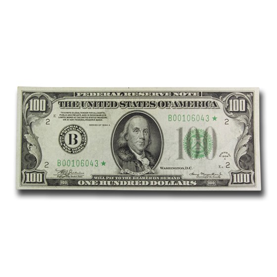 1934-A* (B-New York) $100 FRN VF (Fr#2153-B*) Star Note 1934-A* (B-New York) $100 FRN VF (Fr#2153-B*) Star Note