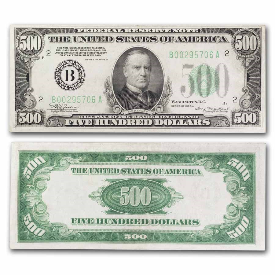 1934-A (B-New York) $500 FRN AU (Fr#2202-B)