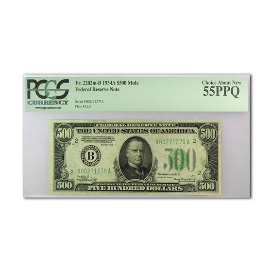 1934-A (B-New York) $500 FRN Ch About New-55 PPQ PCGS 1934-A (B-New York) $500 FRN Ch About New-55 PPQ PCGS