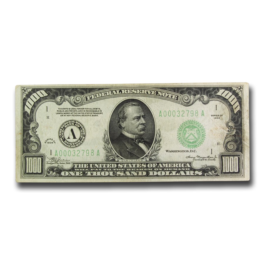 Buy 1934 (A-Boston) $1,000 FRN VF+ (Fr#2211-A) | APMEX