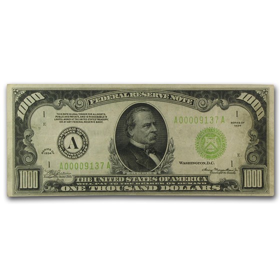 1934 (A-Boston) $1,000 FRN VF (LGS) 1934 (A-Boston) $1,000 FRN VF (LGS)