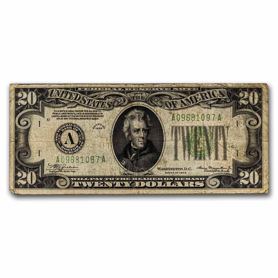 1934 (A-Boston) $20 FRN Fine (Fr#2054-A)