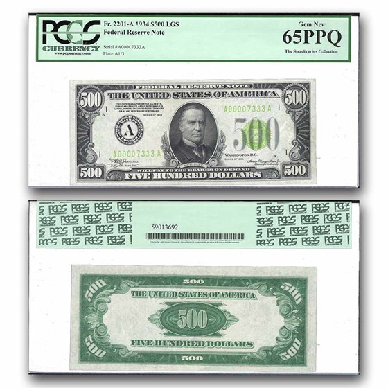 1934 (A-Boston) $500 FRN CU-65 PPQ PCGS (Fr#2201-A) LGS