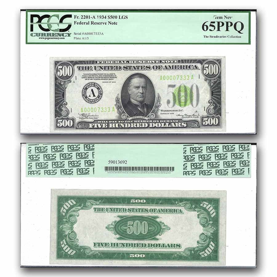 1934 (A-Boston) $500 FRN CU-65 PPQ PCGS (Fr#2201-A) LGS