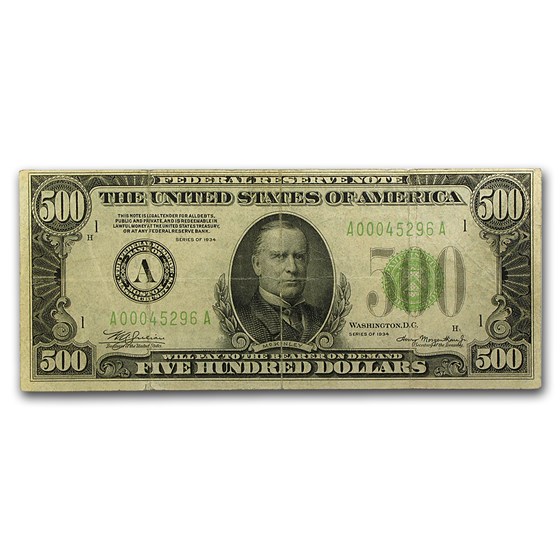 1934 (A-Boston) $500 FRN Fine Details 1934 (A-Boston) $500 FRN Fine Details