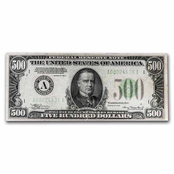 1934 (A-Boston) $500 FRN VF (Fr#2201-A) Details