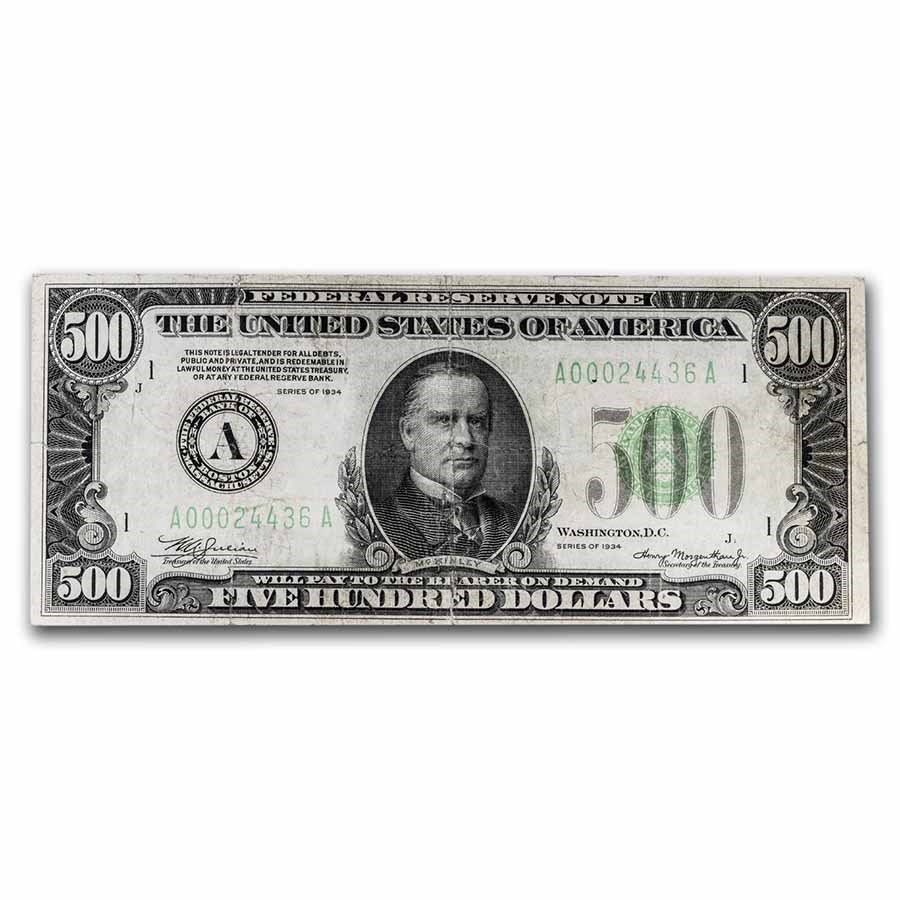 1934 (A-Boston) $500 FRN VF (Fr#2201-A) Details