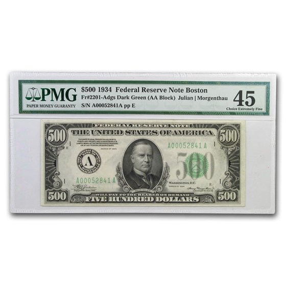 1934 (A-Boston) $500 FRN XF-45 PMG 1934 (A-Boston) $500 FRN XF-45 PMG