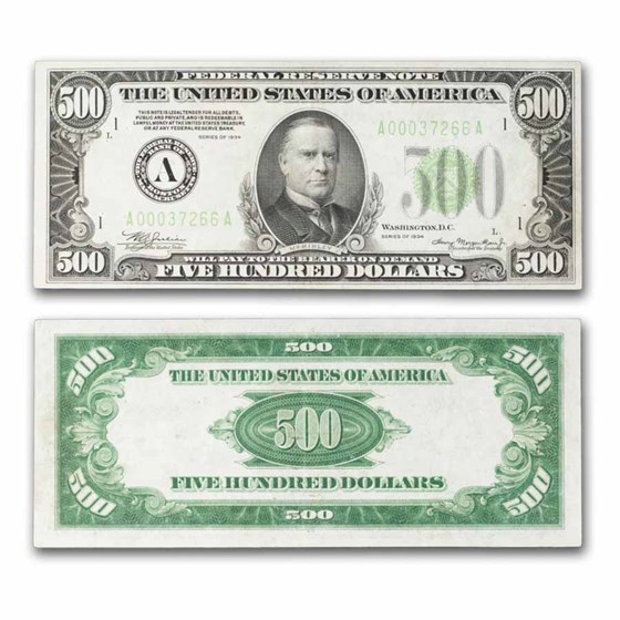 1934 (A-Boston) $500 FRN XF (Fr#2201-A) Details