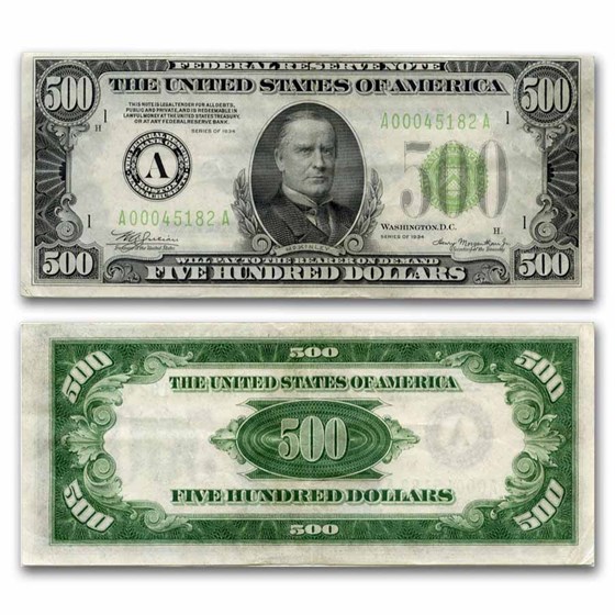 1934 (A-Boston) $500 FRN XF (Fr#2201-A) 1934 (A-Boston) $500 FRN XF (Fr#2201-A)