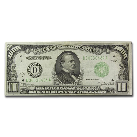 1934-A (D-Cleveland) $1,000 FRN XF (Fr#2212-D)