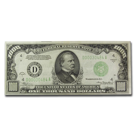 1934-A (D-Cleveland) $1,000 FRN XF 1934-A (D-Cleveland) $1,000 FRN XF