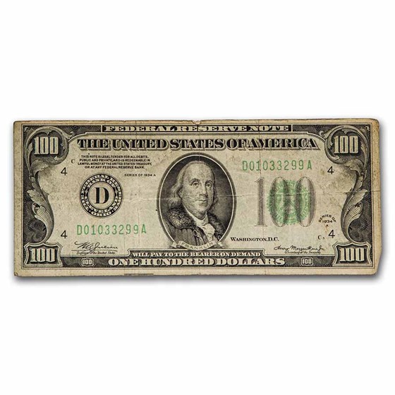 1934-A (D-Cleveland) $100 FRN VF (Fr#2153-D) 1934-A (D-Cleveland) $100 FRN VF (Fr#2153-D)