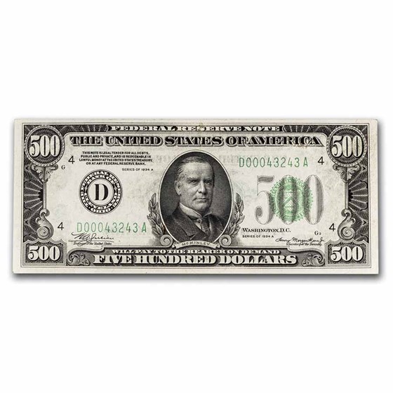 1934-A (D-Cleveland) $500 FRN AU (Fr#2202-D) 1934-A (D-Cleveland) $500 FRN AU (Fr#2202-D)