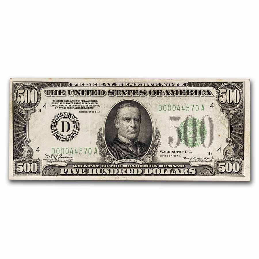 1934-A (D-Cleveland) $500 FRN VF (Fr#2202-D)