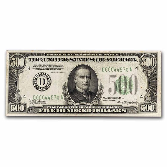 1934-A (D-Cleveland) $500 FRN VF (Fr#2202-D) 1934-A (D-Cleveland) $500 FRN VF (Fr#2202-D)