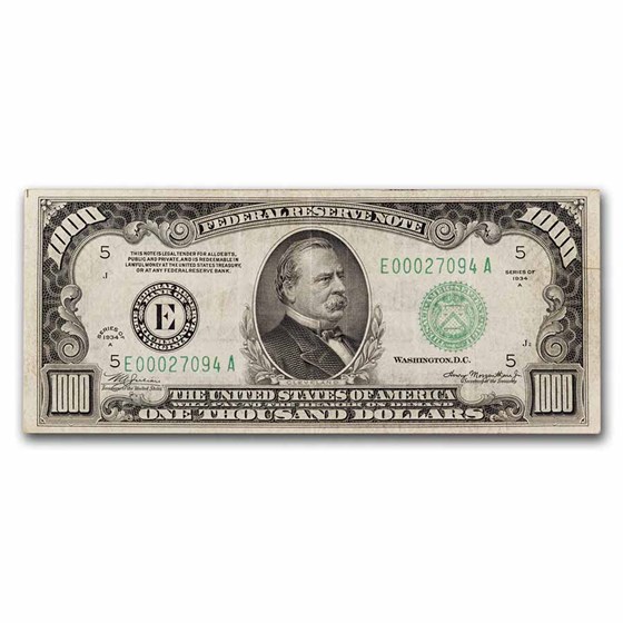 1934-A (E-Richmond) $1,000 FRN VF (Fr#2212-E)
