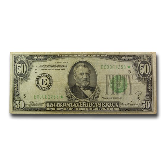 1934-A* (E-Richmond) $50 FRN VF (Fr#2103-E*) Star Note 1934-A* (E-Richmond) $50 FRN VF (Fr#2103-E*) Star Note